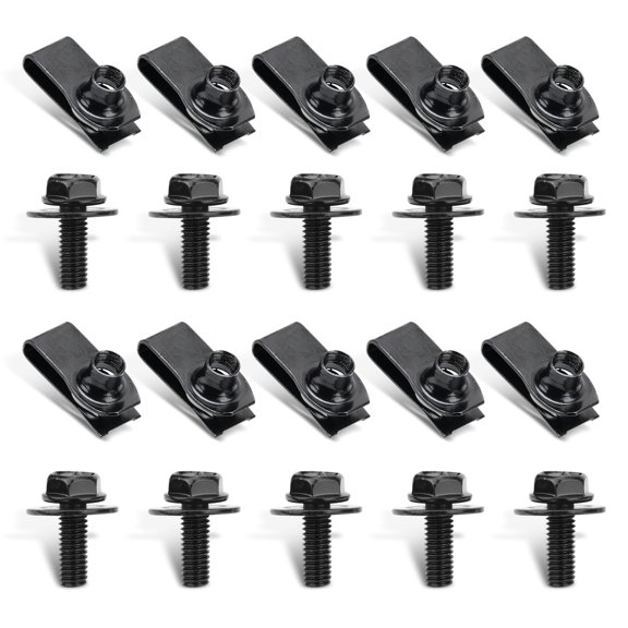 Zootealy 20 Pcs Automotive Body Bolt Kit Alloy Steel U-Nut Clamps for Bumper Mudguard Door Trim Repair