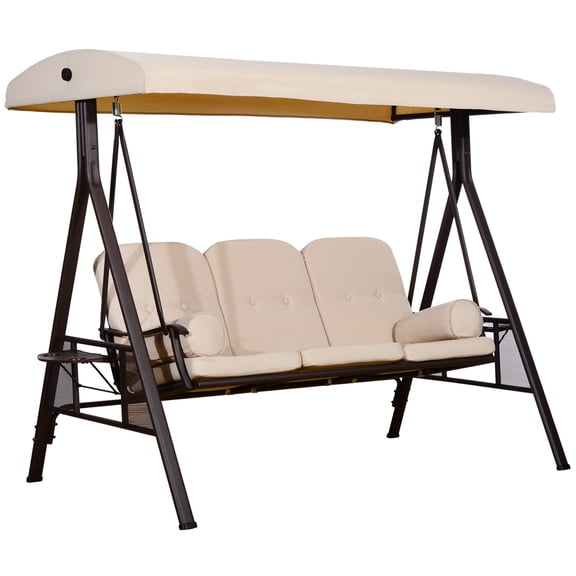 Zootealy 3-Seat Patio Swing, 800 lbs Heavy Duty Steel Frame, Adjustable Canopy