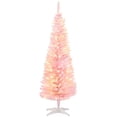 thumbnail image 1 of Zootealy 5ft Pencil Christmas Tree, Slim Artificial Christmas Tree with Realistic Branches and Warm White LED Lights, Pink, 1 of 8