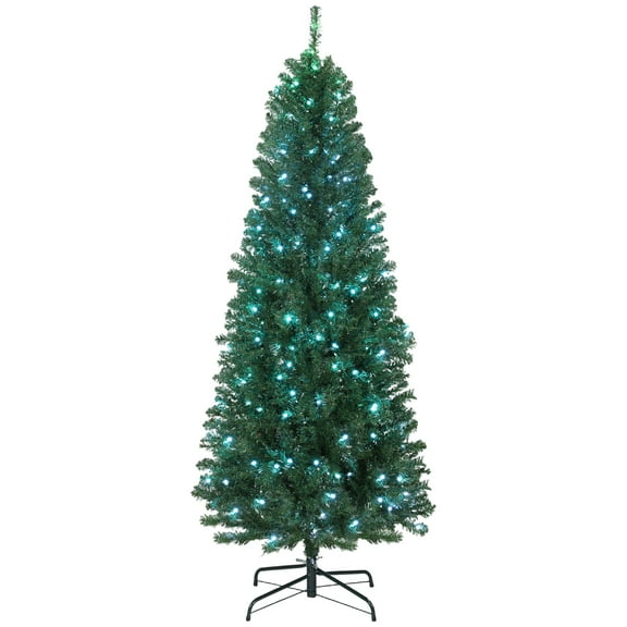 Zootealy 6ft Artificial Christmas Tree with Colorful DIY Synchronized Lights, Remote, Hinged Slim Fir with Daily Timer
