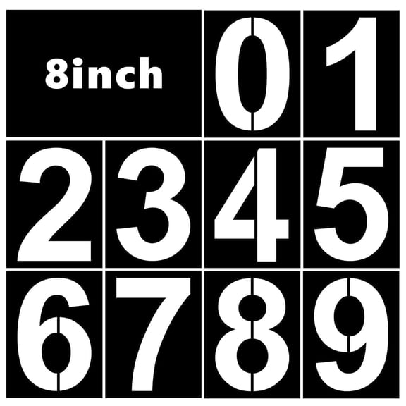 Zootealy 8 Inch Number Stencils Set, 0-9 Plastic Address Number Stencil Templates Reusable Digital Painting Templates for Painting Address Numbers, Mailbox Signs, Signage Projects