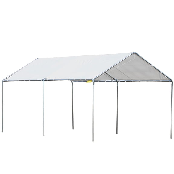 Zootealy Galvanized Steel Carport 9.6 x 19.5 Ft Heavy Duty Car Canopy with Anchor Kit for Outdoor Parking Vehicle Shelter