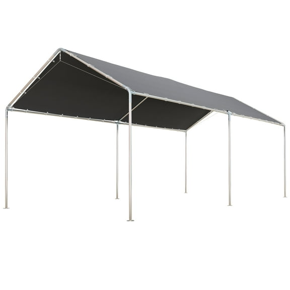 Zootealy Galvanized Steel Carport 9.6x19.5 Ft Heavy Duty Portable Car Shelter with Anchor Kit for SUV Truck Outdoor Parking