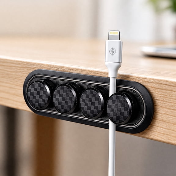 Zootealy Magnetic Cable Organizer Set, 4-Piece Drill-Free Adhesive Cable Clips for Car and Desk, Thin Cord Management