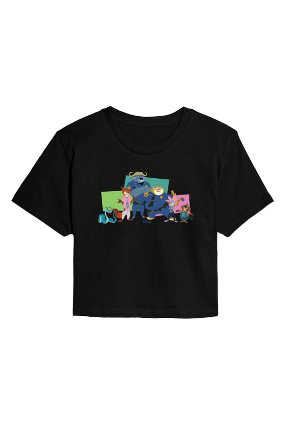 2 - Nick, Judy, And Friends - Juniors Cropped Short Sleeve Graphic T-Shirt