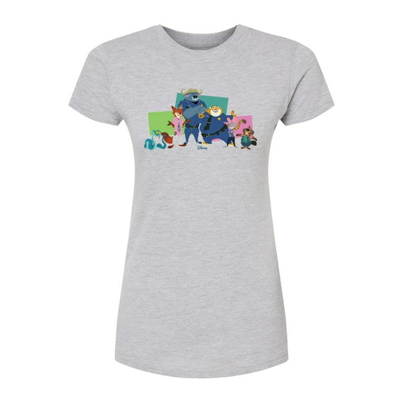 Zootopia 2 - Nick, Judy, And Friends - Juniors Fitted Short Sleeve Graphic T-Shirt