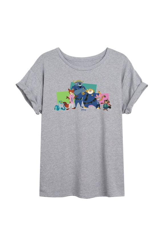 2 - Nick, Judy, And Friends -Womens Oversized Graphic T-Shirt