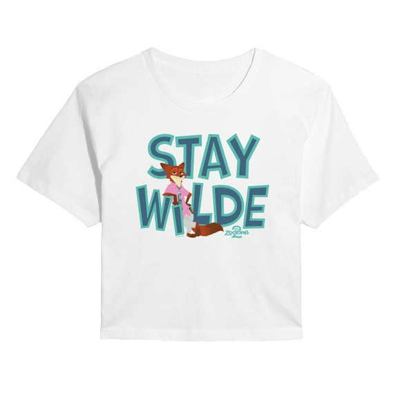 Zootopia 2 - Nick The Fox Stay Wilde - Juniors Cropped Short Sleeve Graphic T-Shirt