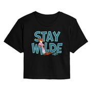 Zootopia 2 - Nick The Fox Stay Wilde - Juniors Cropped Short Sleeve Graphic T-Shirt