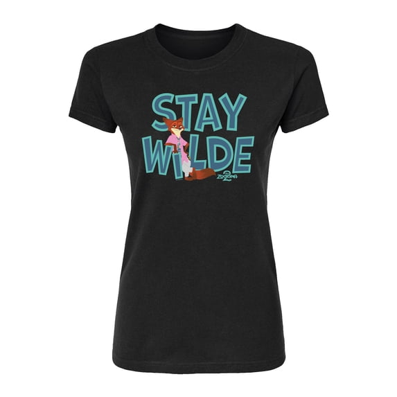 Zootopia 2 - Nick The Fox Stay Wilde - Juniors Fitted Short Sleeve Graphic T-Shirt