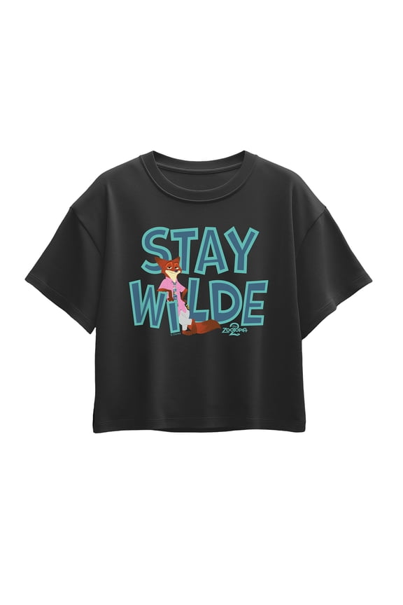 2 - Nick The Fox Stay Wilde - Youth Girl Short Sleeve Boxy Tee