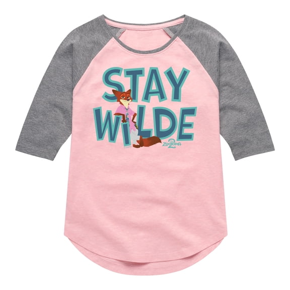 Zootopia 2 - Nick The Fox Stay Wilde - Youth Girls Shirt Tail Raglan T-Shirt