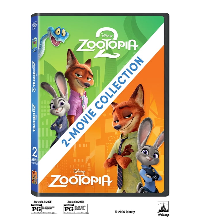 Disney, Zootopia 2 and Zootopia, 2 Disc DVD, Adventure Animated