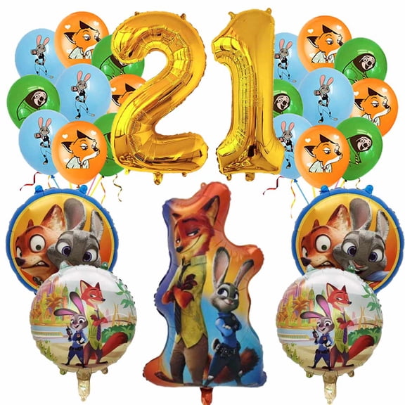 Zootopia 2 Zootropolis Balloons Party Supplies 21th Big Number Decorations Decor Kit Birthday