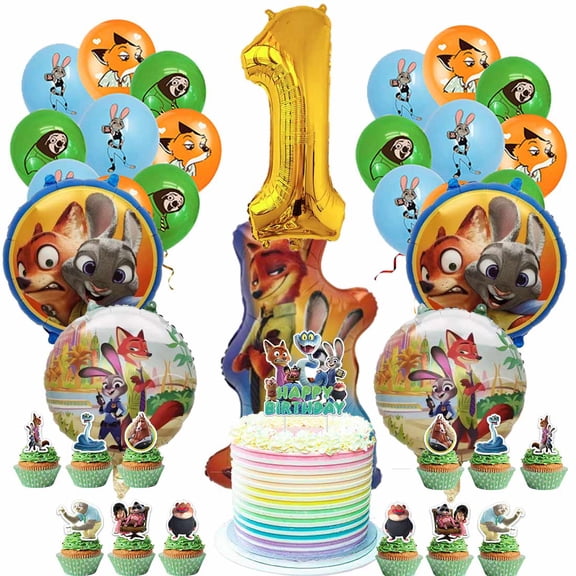 Zootopia 2 Zootropolis Party Supplies 1st Decor Kit Balloons Birthday Cake Topper Decorations