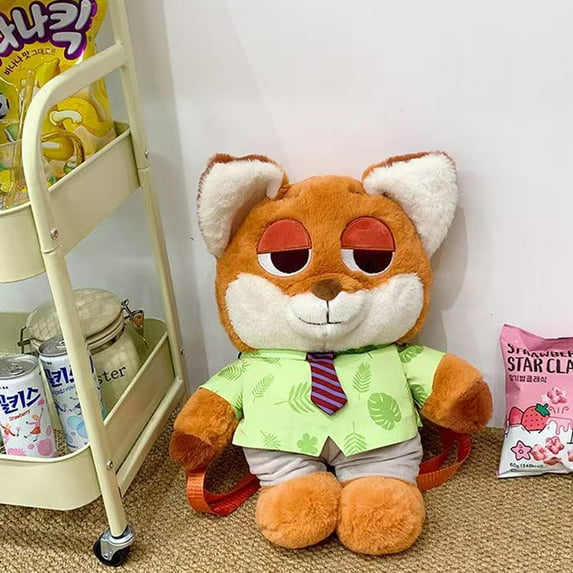 Zootopia Backpack, Personal Item Backpack, Backpack For College, Kawaii Plush Backpack, Adorable Fluffy Animal Print Daypack for Casual Outings & Photo Props, Cute Aesthetic Bag, 9.84in