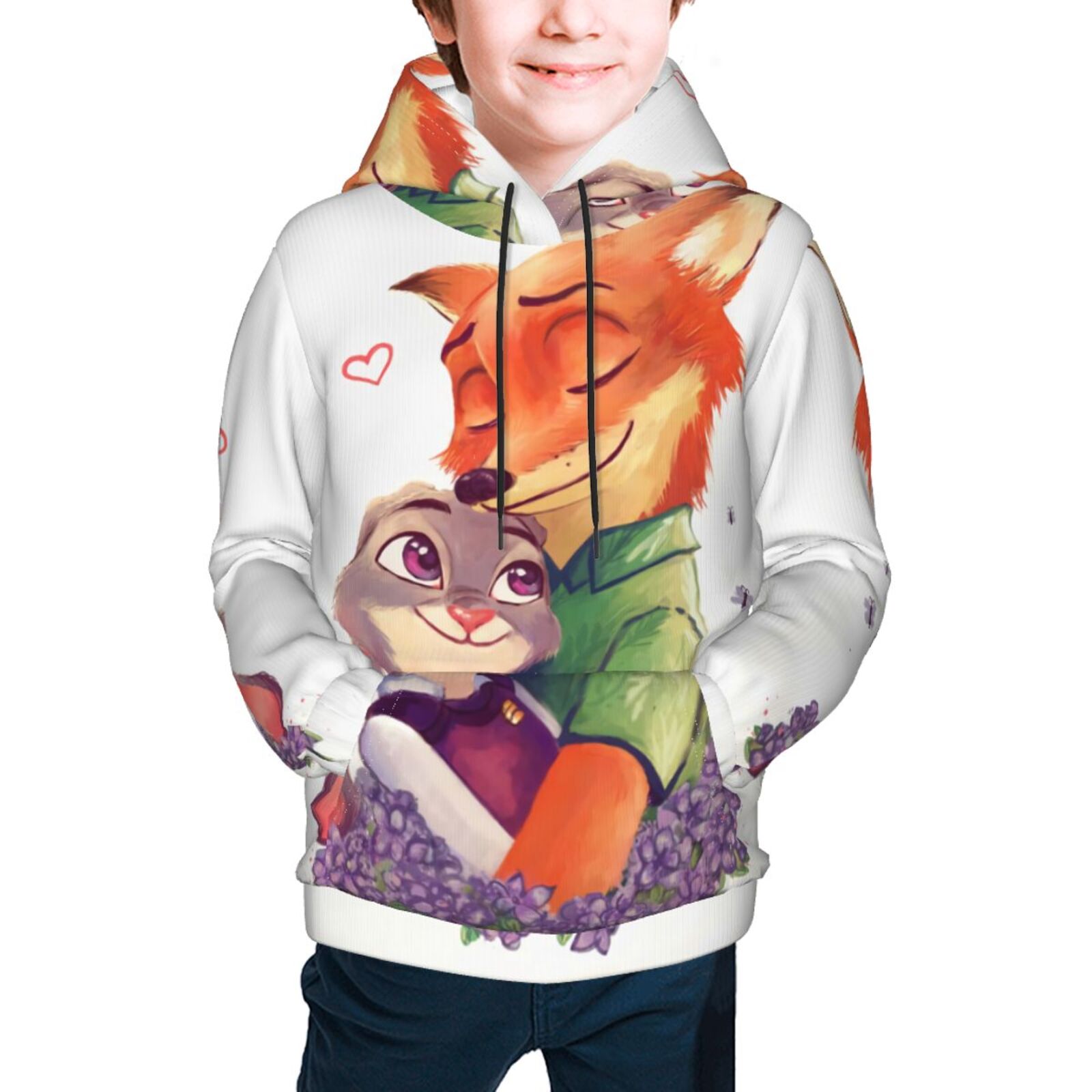 Zootopia Cartoon Hoodie for Teen Boys Girls, Anime 3D Print Graphic Long Sleeve Hooded Sweatshirt Casual Kids Pullover Tops with Pocket