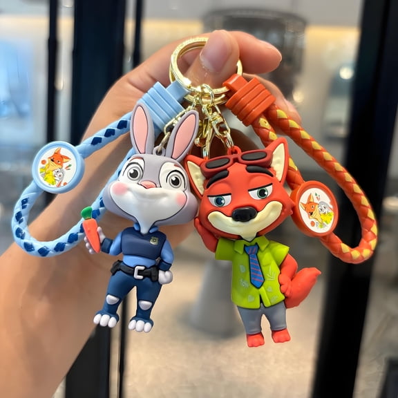 Zootopia Cartoon Modeling Keychain Ring Handbag Bag Pendant Couples Keychains Set Anime Key Chain
