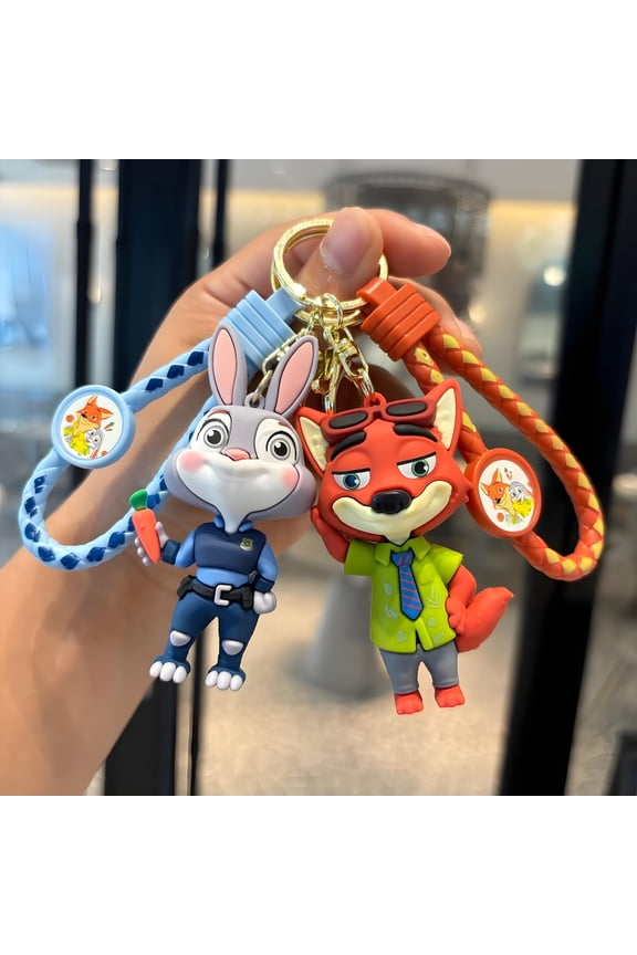 Zootopia Cartoon Modeling Keychain Ring Handbag Bag Pendant Couples Keychains Set Anime Key Chain