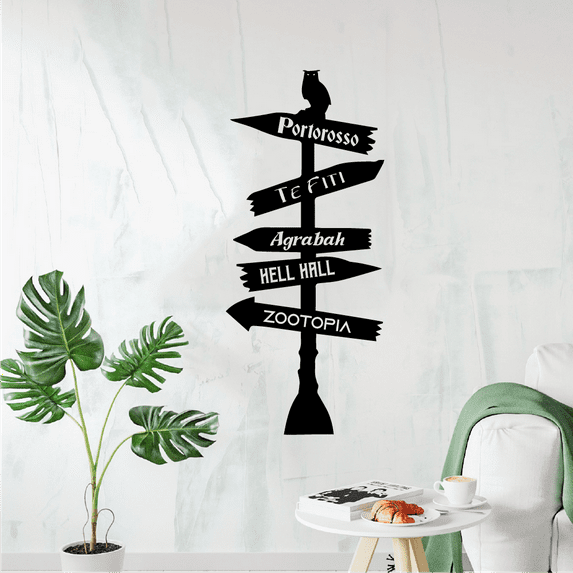 Zootopia Disney Cartoon Pathway Signage Fantasy World Wall Sticker Art Decal for Girls Boys Room Bedroom Nursery Kindergarten House Fun Home Decors Stickers Wall Art Vinyl Decoration Size (40x24 inch)