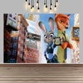 thumbnail image 1 of Zootopia Happy Birthday Anime Cartoon Theme Backdrops Banner Birthday Party Decor Supplies(5x3ft), 1 of 5