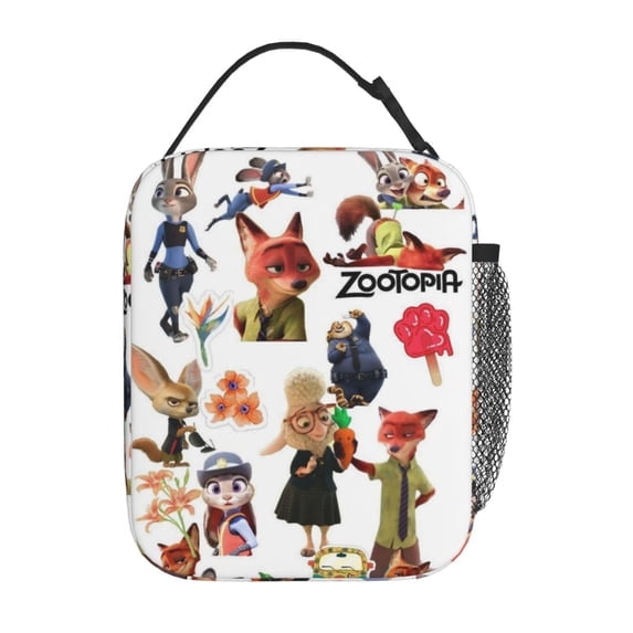 Zootopia Insulated Lunch Bag Cartoon Backpack, Reusable Thermal Cooler Tote for School Picnic Travel, Water Resistant Zipper Lunch Box Carry Bag Large Capacity Reusable Cooler Bag 11488-A18