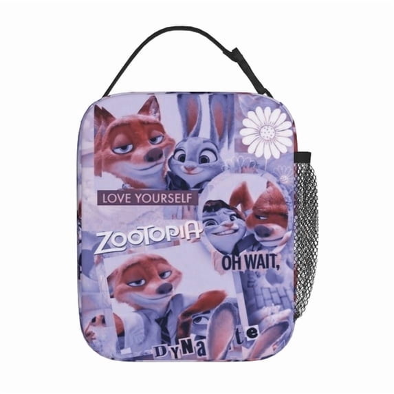 Zootopia Insulated Lunch Bag Cartoon Backpack, Reusable Thermal Cooler Tote for School Picnic Travel, Water Resistant Zipper Lunch Box Carry Bag Large Capacity Reusable Cooler Bag 11488-A21