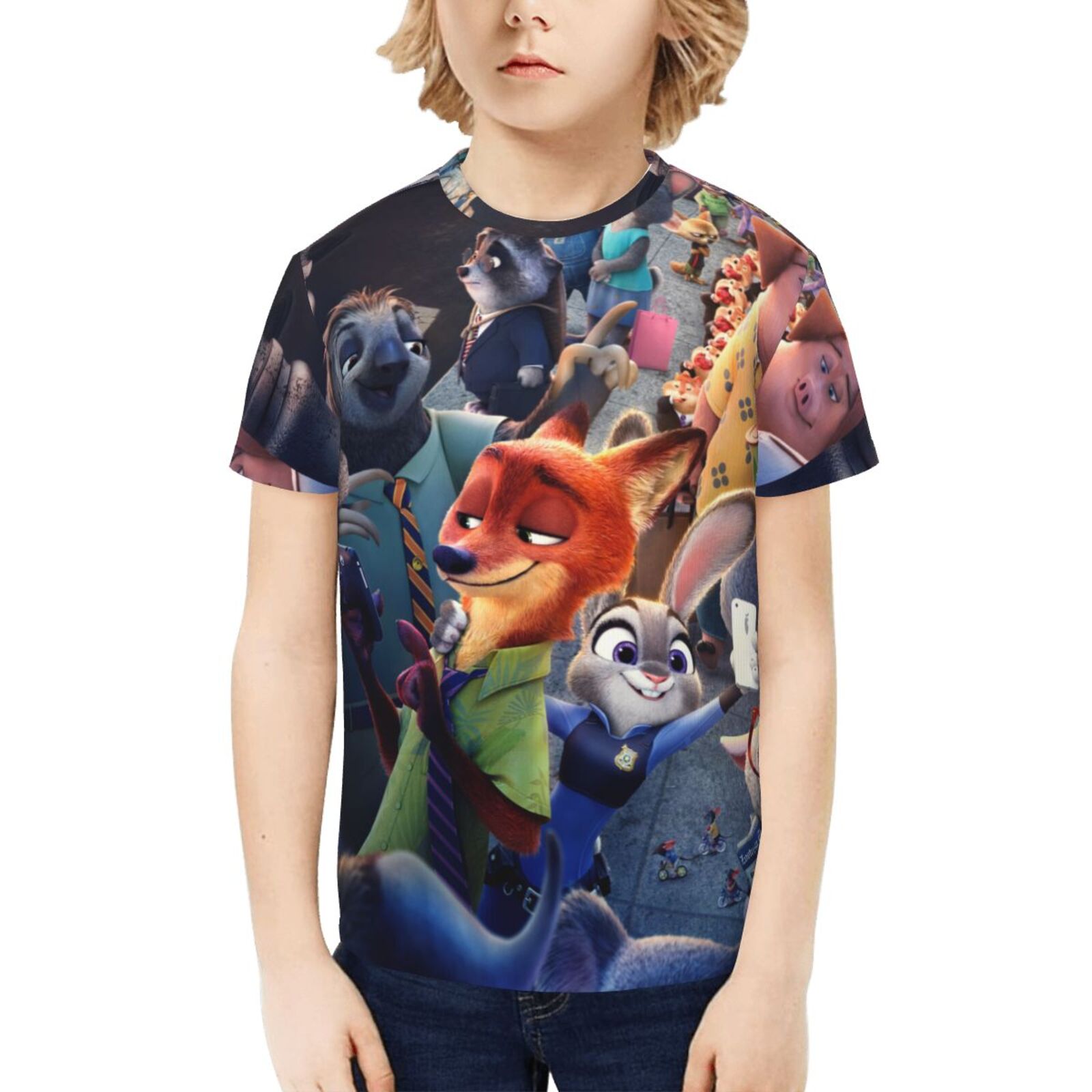 Zootopia Kids 3D Print Graphic T Shirts Funny Cartoon Casual Short Sleeve Top Tees for Youth Boys Girls
