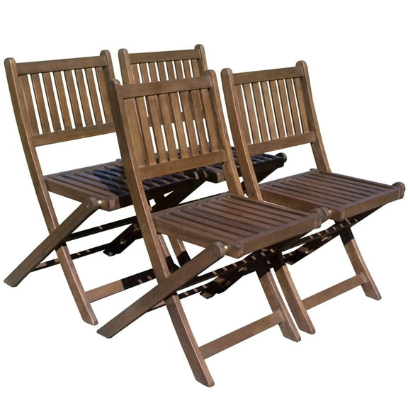 Northbeam Acacia Folding Dining Chairs, Brown - Set of 4