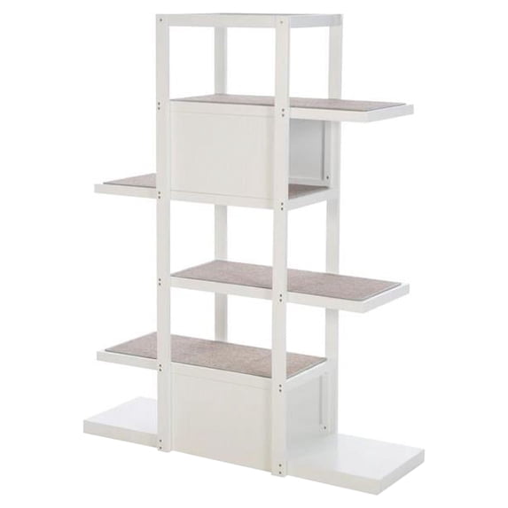 5' Solid White Indoor Pet Furniture Multi-Functional Bookshelf Cat Tree