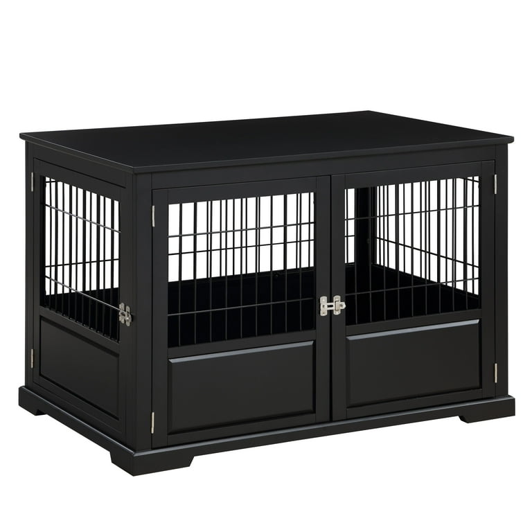 Zoovilla Fairview Triple Door Crate Dog Kennel Dog Crate Furniture Large Black