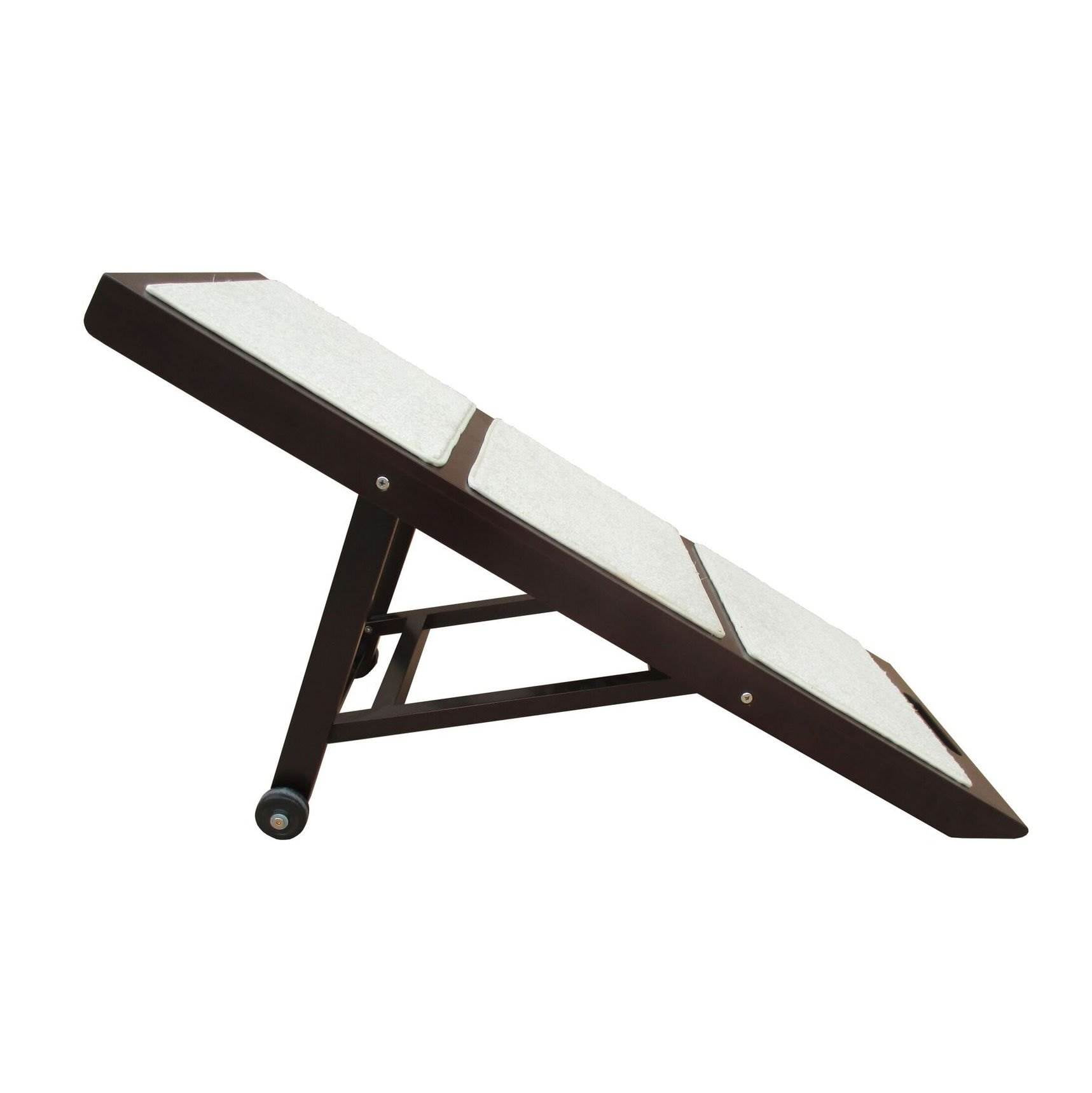 Espresso Adjustable Wooden Collapsible Pet Ramp with Rubber Soles