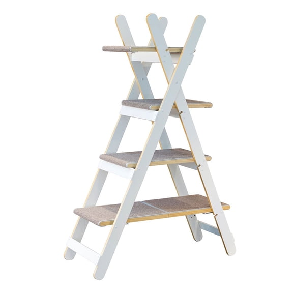 Merry Products Cat Tree & Condo Scratching Post Tower, White