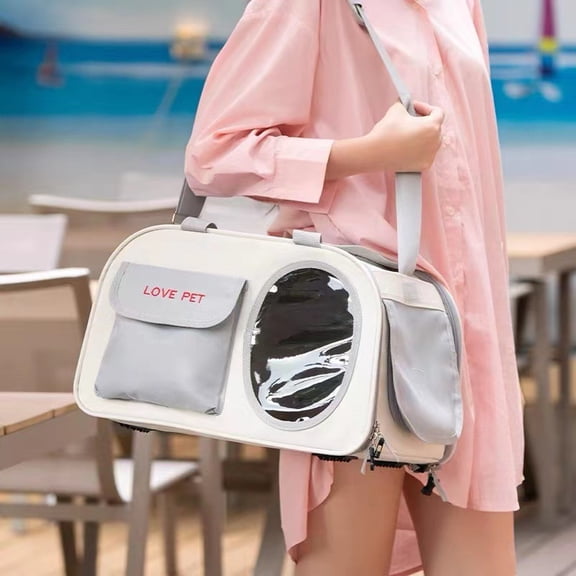 Zoowhale Cat Bag go Out Portable pet Backpack, Dog go Out Bag Carrying Supplies, Breathable cat Backpack pet Supplies, pet Handbag, Anti-Stress Walking Dog cat Backpack (Grey)