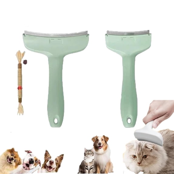 Zoowhale Cat Hair Thinner, All Purpose Curved Hairs Removal Comb, Reusable Cleaning Cat Supplies (green, Large)