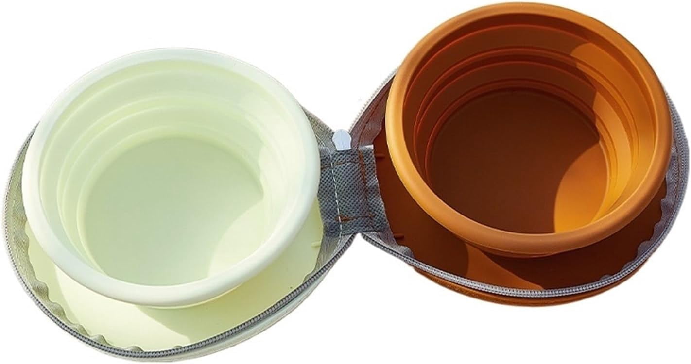 Zoowhale Cute Pet Silicone Dual-Purpose Drinking Bowl Portable Folding Storage for Outdoor Cat Supplies Home & Garden Pet Products(Green)