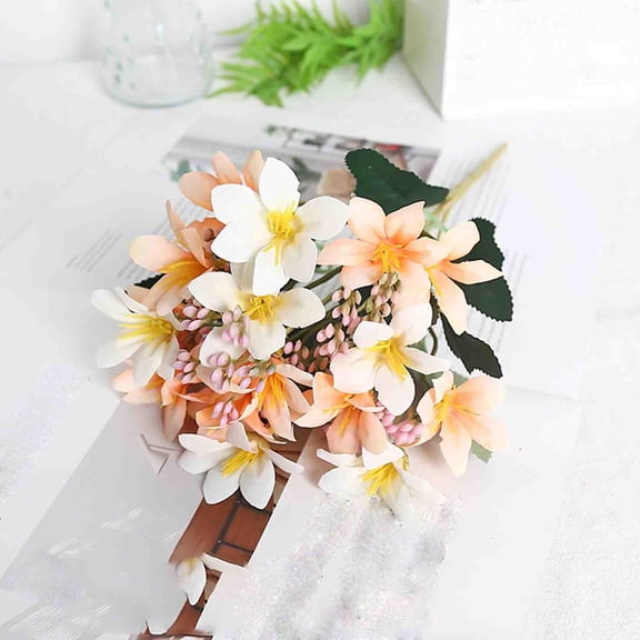 Zoowood Artificial Flowers Champagne Lilies Realistic Faux Lily Bouquet for Home Decor Wedding Centerpiece Easter Decoration, Champagne