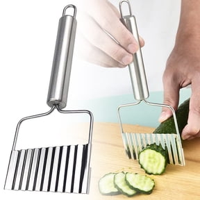 Zoowood Crinkle Cutter Waffle Fry Cutter French Fry Cutter Knife Stainless Steel Potato Slicer Vegetable Cutter for Kitchen Veggie Cutting