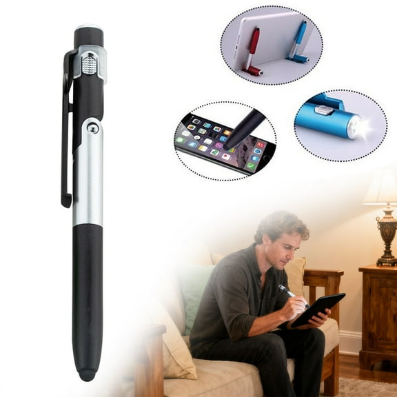 Zoowood Flashlight Pens with Light Tip Pen with Flashlight Foldable Ballpoint Stylus Pen and Phone Tablet Holder for Multi Office Travel