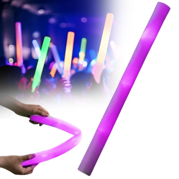 Zoowood Foam Glow Sticks Purple Reusable LED Light Up Sticks Glow in the Dark Party Supplies for Wedding Concerts Dance Floor Props