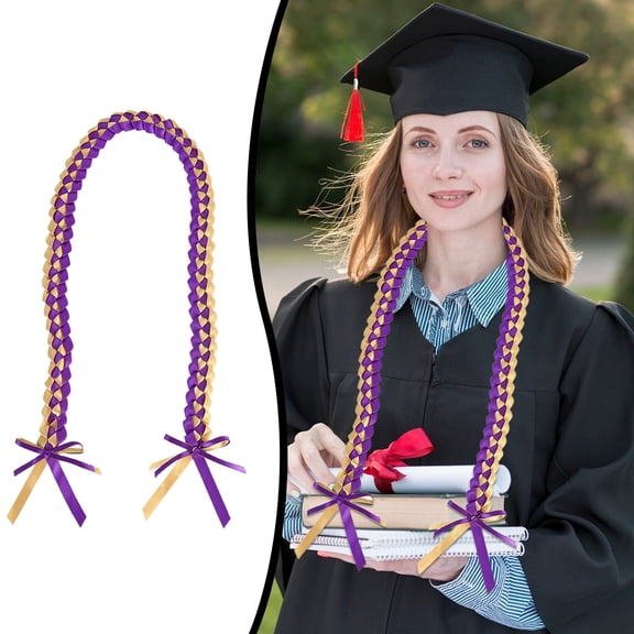 Zoowood Graduation Cords Class of 2026 Double Layered Ribbon Flower Wreath Honor Cords with Double Bows Purple
