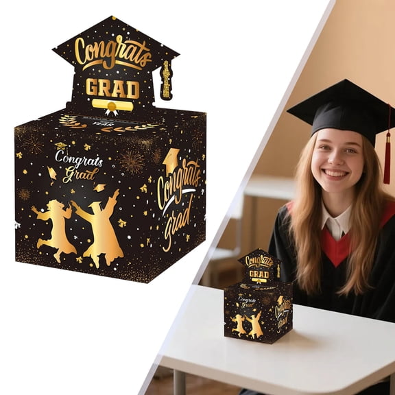 Zoowood Graduation Decorations 2026 Graduation Card Box for Graduation Party Money Pull Box with 50 Bags Jumping Celebration Congrats Grad
