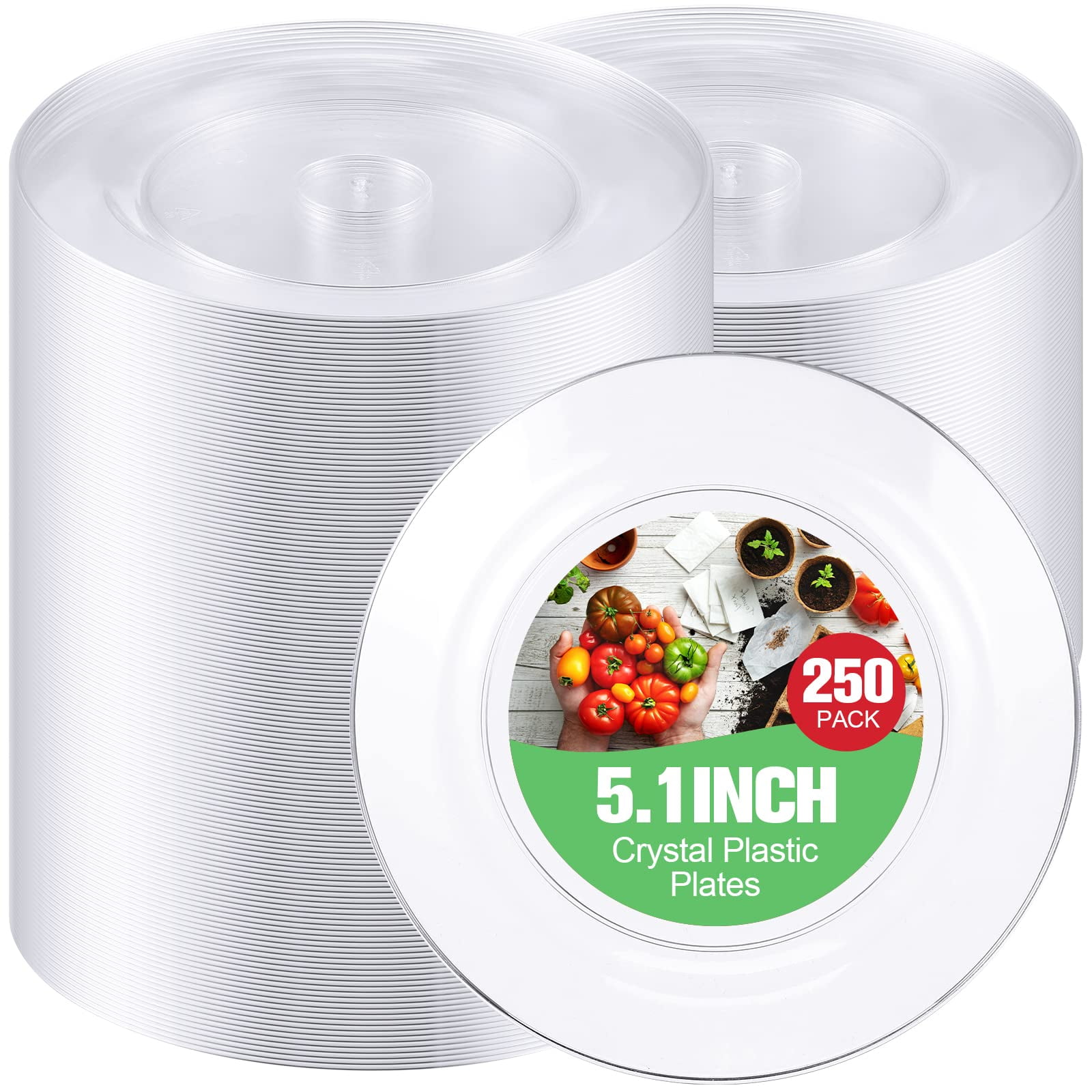 Zopeal 250 Pcs 5 YPF5 Inch Plastic Dessert Plates Small Clear Appetizer