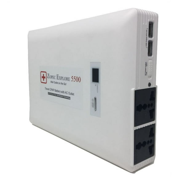 Zopec EXPLORE 5500 Universal CPAP UPS Battery Backup Power Supply (2-3 Nights). Automatic Switch with Uninterrupted Sleep in Power Outage! Works with All CPAP Brands with No Adapters. FAA Compliant.