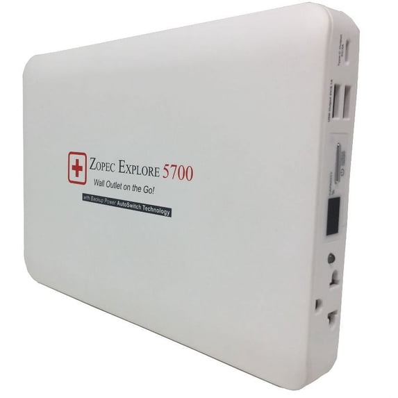 Zopec EXPLORE 5700 Universal Travel CPAP Battery (2-3 Nights). Super Lightweight. Only 1" Thin and 2.5 lb.s! Works with All Machine with No Adapters. FAA Compliant.