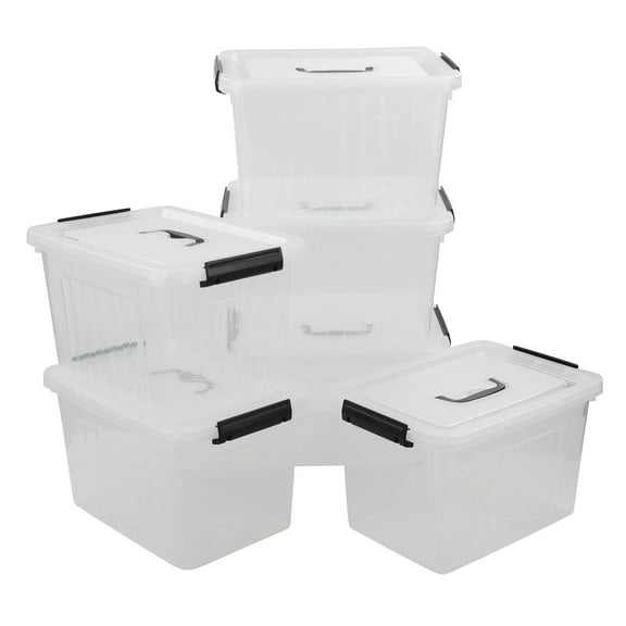 Zopnny 12 Quart Storage Latch Bins with Handles, Plastic Clear Storage Box with Lid, 6 Pack