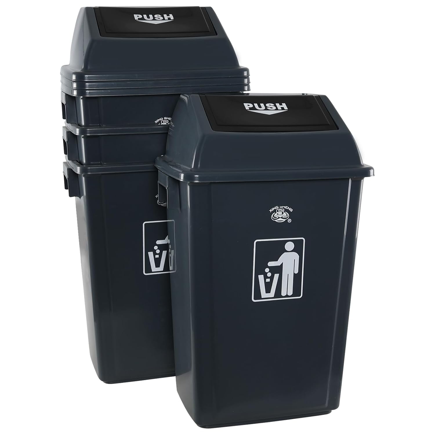 Zopnny Pattumiera Piccola 7 Litri Per Bagno O Camera - Plastica Nera Con Coperchio Basculante
