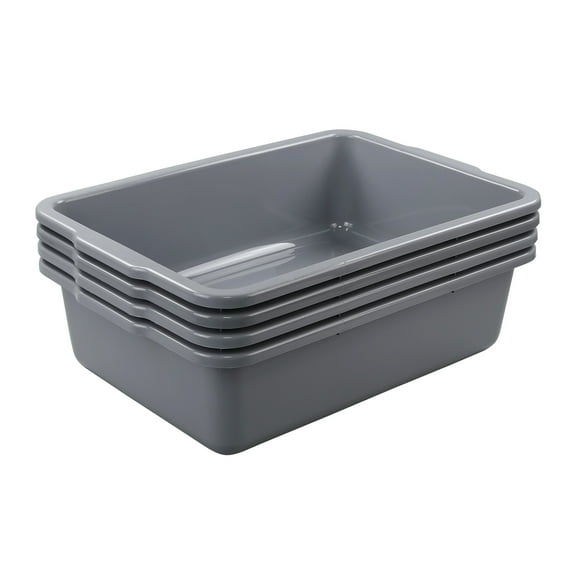 Zopnny 35 L Plastic Bus Tub, Large Food Serving Bus Tub, Commercial Utility Bus Boxes Set, Pack of 4, Grey