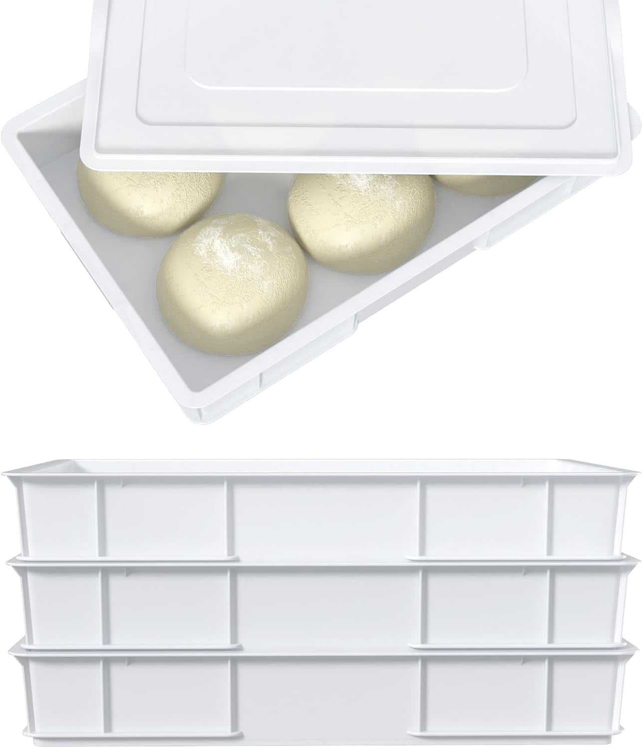 Zopnny 4 Packs Plastic Stackable Pizza Dough Proofing Box with Lid ...