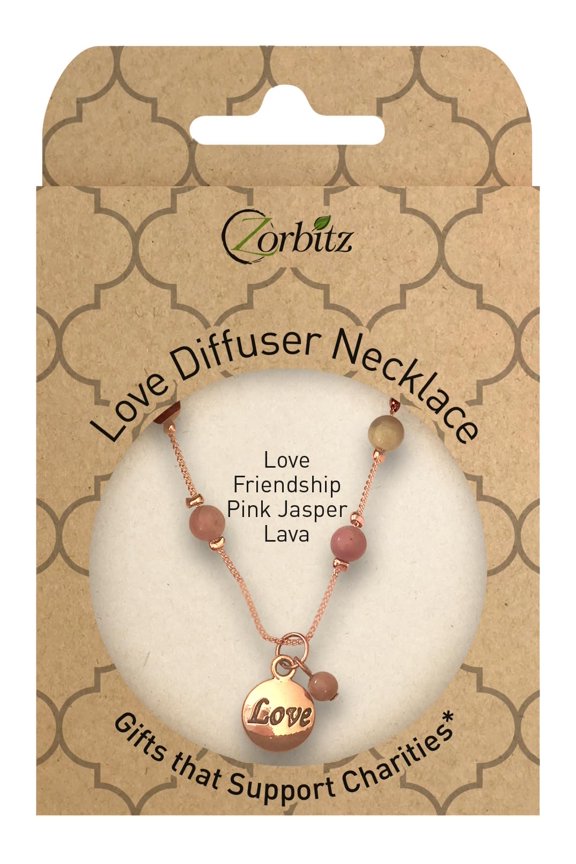 Love Diffuser Necklace, Pink Jasper